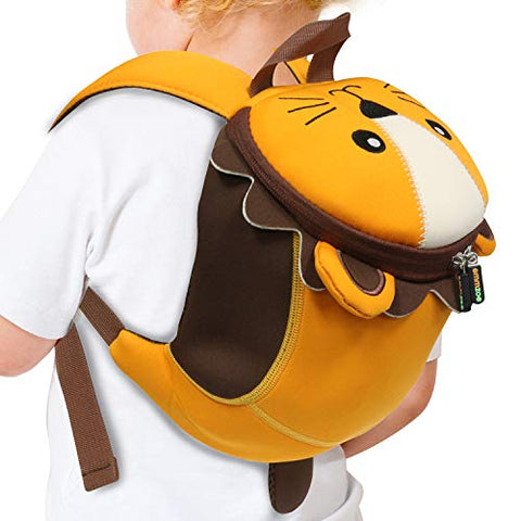 Emmzoe Toddler 3D Animal Backpack with Detachable Safety Harness Leash - Lightweight, Water Resistant, Adjustable - Fits Snacks, Food, Toys (Lion)