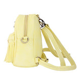 Damara Girl's Chic Tassel Zipper Pouch Front Mini Versatile Backpack,Yellow