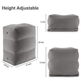 Inflatable Travel Foot Rest Pillow | Kids Airplane Bed | Adjustable Height Leg Pillow | Make a Flat Bed for Kids and Toddlers | Great for Airplane, Train, car (Grey, 1-Pack)