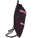 Fuel Dual Zip Sporty Cinch Sling with Durable Chord Straps, Black Mesh/Pink Underlay