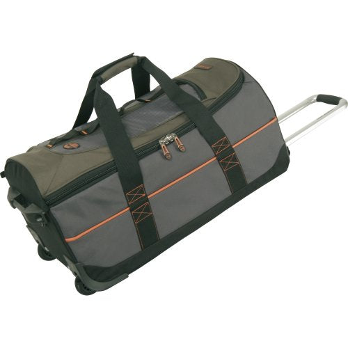 Leather Trolley Travel Bag 4 Wheels Duffle Weekender Bag 