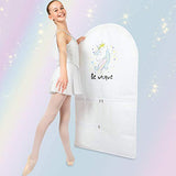 Dance Garment Bag For Costumes-Girls Unicorn Bag White Cover with 3 Large pockets at front BE UNIQUE UNICORN LOGO Strong Sturdy Zip at Back Great for Storage & Traveling 47x27 inches