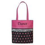 Sassi Black Pink Dots Zebra Ribbon Embroidered Dance Tote