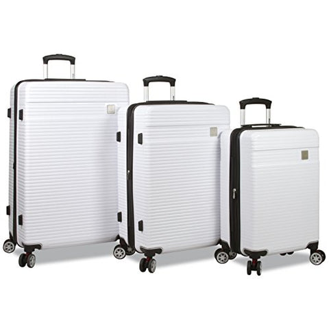 Dejuno Ashford 3-Pc Hardside Spinner Tsa Combination Lock Luggage Set, White