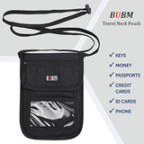 BUBM Unisex Travel Neck Pouch Wallet with RFID Blocking Passport Holder to Keep Your Cash and