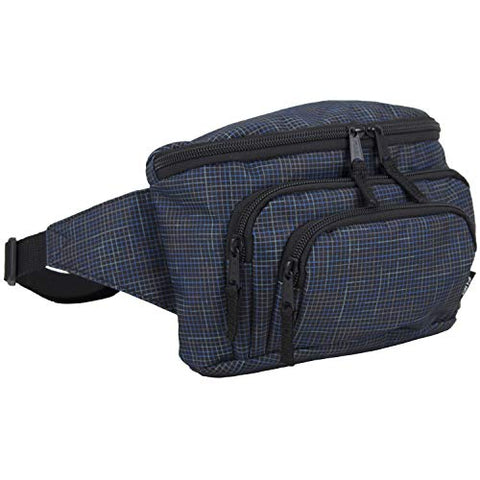 New Fuel Signature Triple Pocket High Capacity Belt Bag, Fanny Pack (Expandability Min. 34 In - Max. 48 In) - Blue Graident Ripstop Print