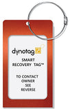 Dynotag Web Enabled Smart Aluminum Convertible Luggage ID Tag + Braided Steel Loop, with DynoIQ & Lifetime Recovery Service (Electric Orange)