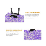 Travel Luggage Cover，Purple Fantasy Doodle Peacock Feathers Patter，Washable Elastic Durable , With Concealed Zipper Suitcase Protector Fits For 22-24 Inch -M.