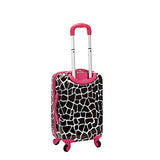 Pink Brown Giraffe Pattern Rolling Upright Spinner Wheeling Suitcase 3-Piece Set, All Over