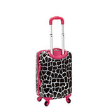 Pink Brown Giraffe Pattern Rolling Upright Spinner Wheeling Suitcase 3-Piece Set, All Over