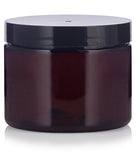 Amber PET Plastic (BPA Free) Refillable Low Profile Jar - 6 oz (12 Pack) + Spatulas and Labels