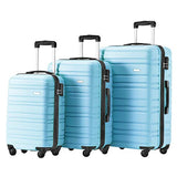 Luggage Set 3 Piece Set Suitcase set Spinner Hard shell Lightweight (skyblue)