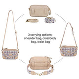 ECOSUSI Women’s Waist Bag Fanny Packs Shoulder Bags with Two Adjustable Shoulder Straps, Apricot