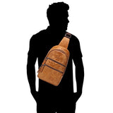 Bison Denim Mens Genuine Leather Sling Backpack Outdoor Shoulder Chest Pack Unbalance Crossbody Bag