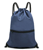 HOLYLUCK Men & Women Sport Gym Sack Drawstring Backpack Bag - Navy Blue
