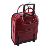 McKlein, L Series, Uptown, Top Grain Cowhide Leather, 15" Leather Vertical Wheeled Ladies' Laptop Briefcase, Red (97696)