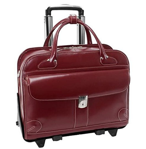Mckleinusa Lakewood 96616 Red Leather Fly-Through Checkpoint-Friendly Detachable-Wheeled Ladies'
