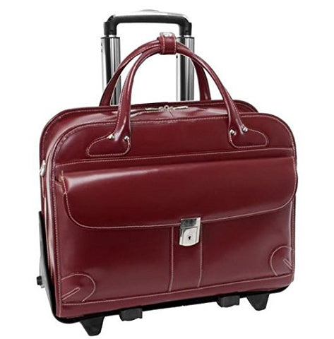 Mckleinusa Lakewood 96616 Red Leather Fly-Through Checkpoint-Friendly Detachable-Wheeled Ladies'