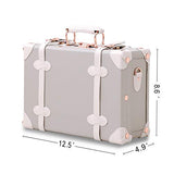 Unitravel Vintage Suitcase PU Little Handbag Cosmetic case Gray 12 inch (Gray)