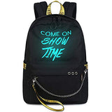 Hey Yoo HY670 Luminous Casual Laptop School Backpack School Bag Travel Backpack for Girls (Black with Yellow)