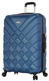 Nicole Miller New York Basket Weave Collection 3 Piece Hardside Luggage Set Spinner (One Size, Basket Weave Dark Lake Blue)