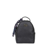 Cloe Knitted-like Backpack with Floral Print Scarf in Black Color