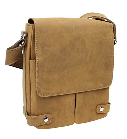 Vagabond Traveler Full Grain Leather Messenger Bag L79. Brown