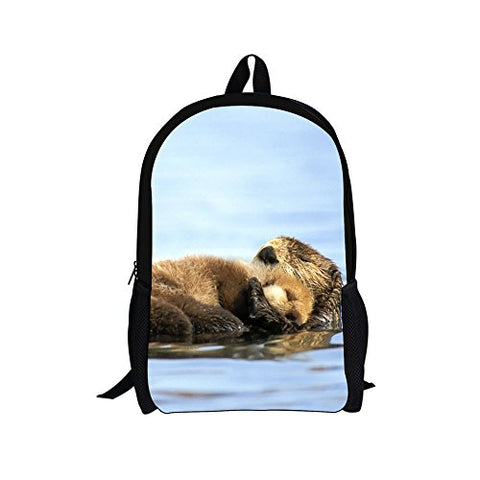 Bigcardesigns Family Love Otter Backpack Schoolbag Book Bag Satchel Travel