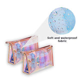 WestonBasics Holographic Makeup Bag, Set of 2 Iridescent Makeup Pouch for Cosmetic Toiletry, Pencil, Brush, Makeup Organizer Bags for Women Girls, Teens, Bridesmaids, Great for Travel, Gifts, 2 PCS