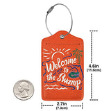 Welcome to The Swamp Florida Gator Gators Fishing Luggage Tag Leather Luggage Decor with Privacy Cover Stainless Steel