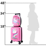 Unicorn Kids Carry on Luggage Set with Spinner Wheels, Girls Travel Suitcase
