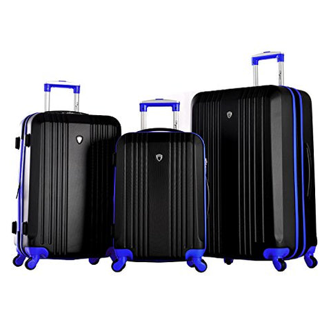 Olympia Apache 3Pc Hardcase Spinner Luggage Set, Black/Blue
