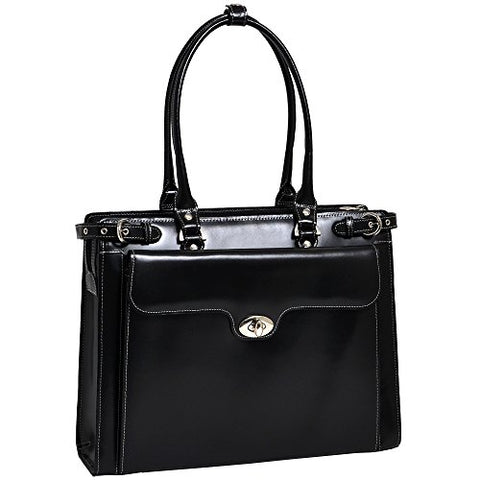 Mckleinusa Winnetka 94835 Black Leather Ladies' Briefcase W/ Removable Sleeve