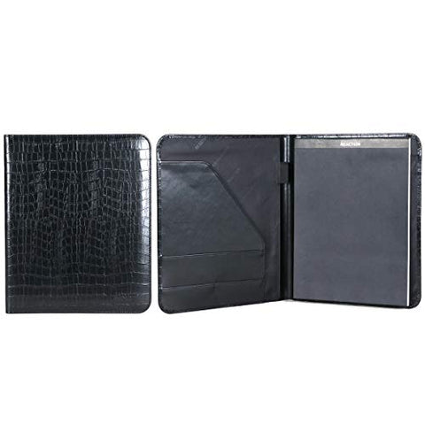 Kenneth Cole Reaction Faux Croco Leather Standard Bifold Writing Pad, Black