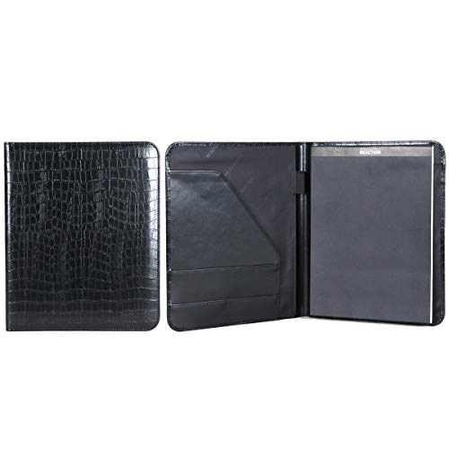 Kenneth Cole Reaction Faux Croco Leather Standard Bifold Writing Pad, Black
