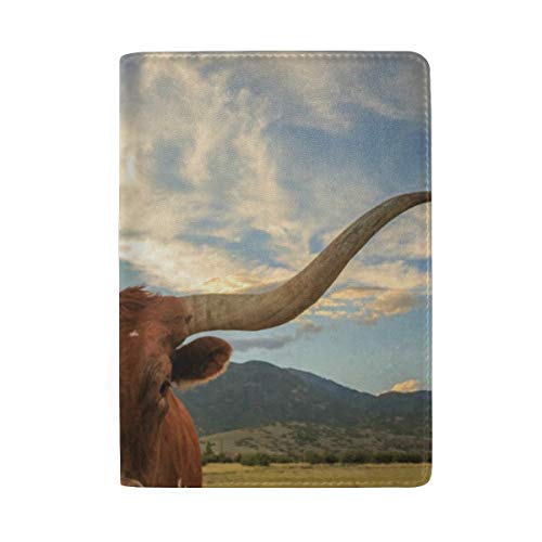 Passport Holder Texas Longhorn Steer Passport Cover Case Wallet Card Storage Organizer for Men