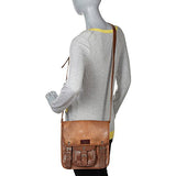 Genuine Leather Light Brown Cross Body Messenger Bag