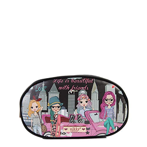 Nikky Women's Oval Printed Pink Fanny Pack with Adjustable Buckle Belt Love Friends, One Size