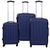 Dark Blue 3 Pcs Luggage Travel Set Bag ABS+PC Trolley Suitcase