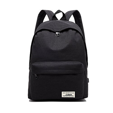 Augur Casual Laptop Backpack Light-Weight Classic Bookbag Rucksack for Travel, Black