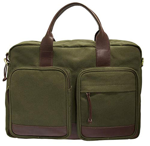 Mancini Leather Goods Single Compartment Briefcase for 15.6" Laptop (Olive