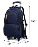 Meetbelify Wheeled Backpack School For Boys Rolling Backpack With Six Wheels,Blue-B