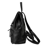 ABage Women's Leather Backpack Purse Lightweight Flap Drawstring School Backpack, Black