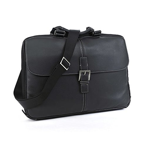 Boconi Bags And Leather Tyler - Tumbled 15" Portfolio Brief Messenger Bag Black Leather
