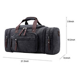 ABage Large Duffle Bag Canvas Travel Overnight Gym Weekend Tote Luggage Duffel Bags, Black