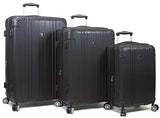 Dejuno Kingsley Abs 3-Piece Hardside Spinner Luggage Set-Black