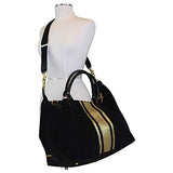 CB Station Brushed Canvas Weekender Black With Gold Paintstroke Stripes, 18 oz Canvas