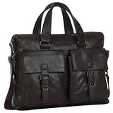 ABage Men's Leather Briefcase 14" Laptop Shoulder Classic Business Portfolio Brown