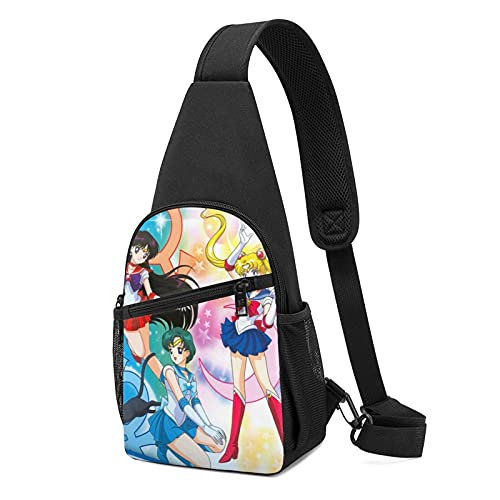 Sai-lor Mo-on Chest Bag Casual Sling Backpack Hiking Daypack Convertible Shoulder Pack