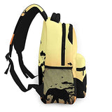 Casual Backpack，Silhouette Of Elephant And Tre,Adult College Shoulder Travel Bag